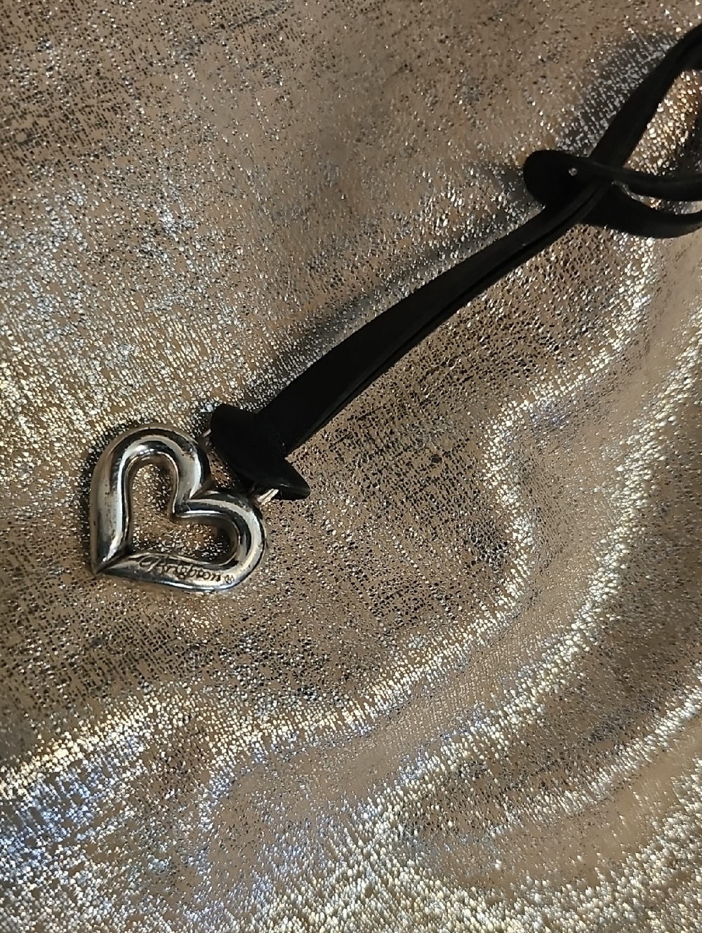 Brighton Silver Hangtag On Black Leather Strap
